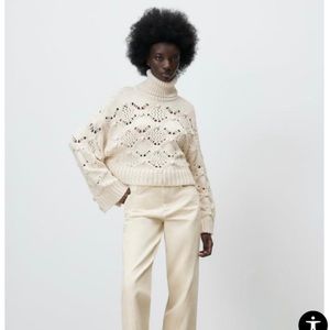 Zara Cream Chunky Turtleneck Sweater